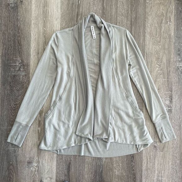 Athleta Sage Green Gray Open Front Cardigan - Size: XXS - Picture 14 of 15
